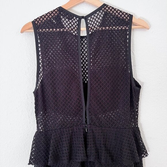 Sandro Black Rich Mesh Cutout Midi Dress 3 / L - Picture 10 of 10